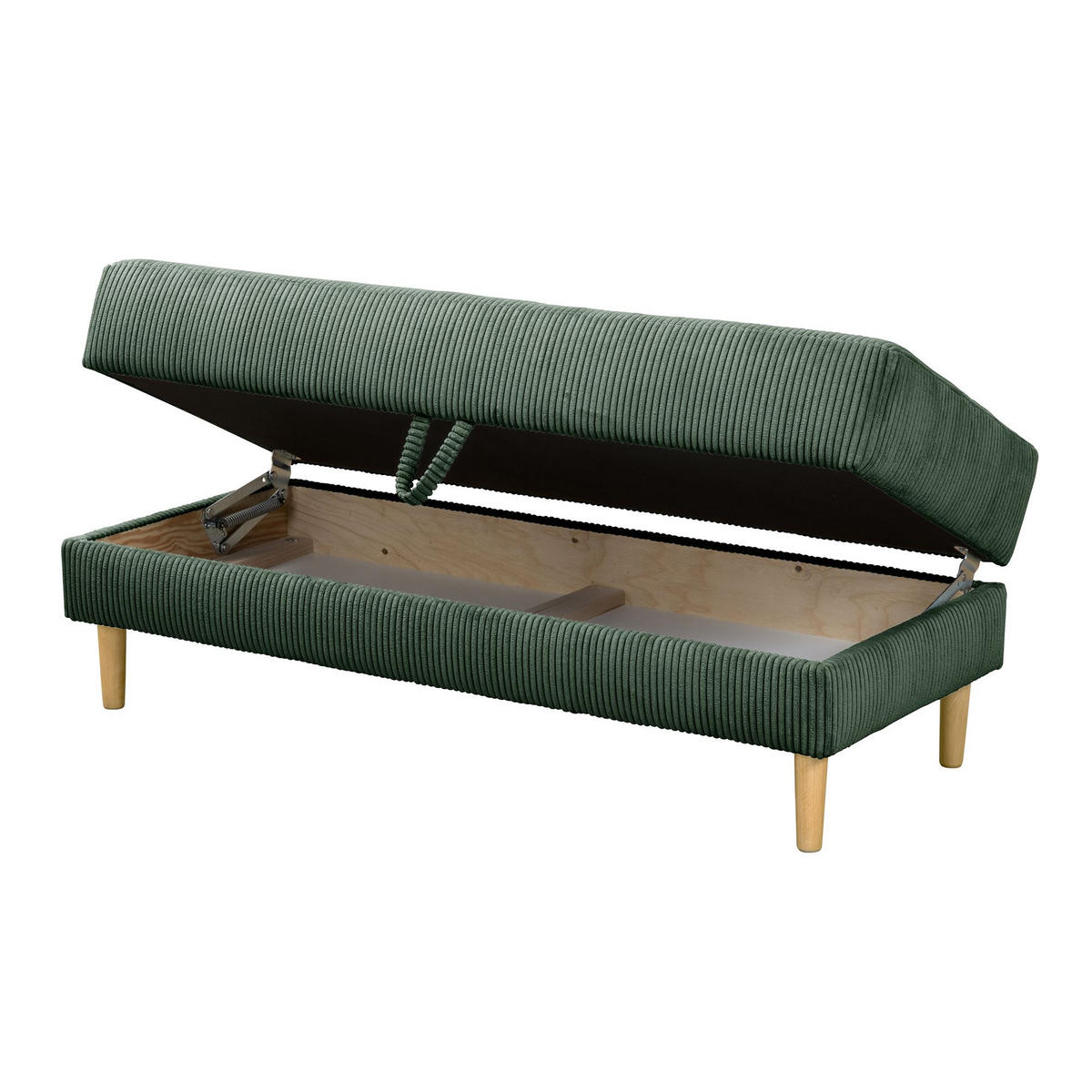 FUNKTIONSSOFA mit Hocker Kattie Cordstoff dunkelgrün - Dunkelgrün, Kunststoff (144/230cm) - 58aufmkessel