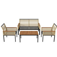 GARTENMÖBEL 109x67x75cm beige aus Polyrattan und Stahl mit Polstern - Beige, Metall - Modfu