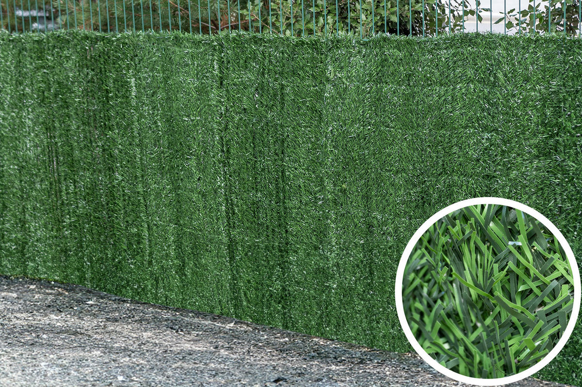 KÜNSTLICHE HECKE Pico 10m H.180cm PVC 129 Stränge - Grün, Kunststoff (180/1000cm) - Casanoov