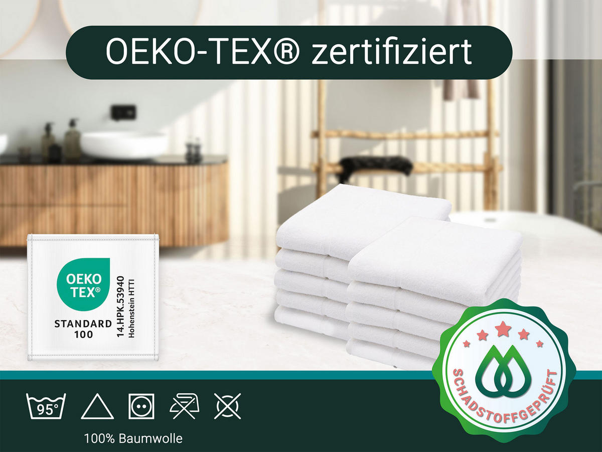 HANDTÜCHER, 10er-Set, 50x100 cm, 100% Baumwolle, Weiß - Weiß, Textil (50/100cm) - Zollner