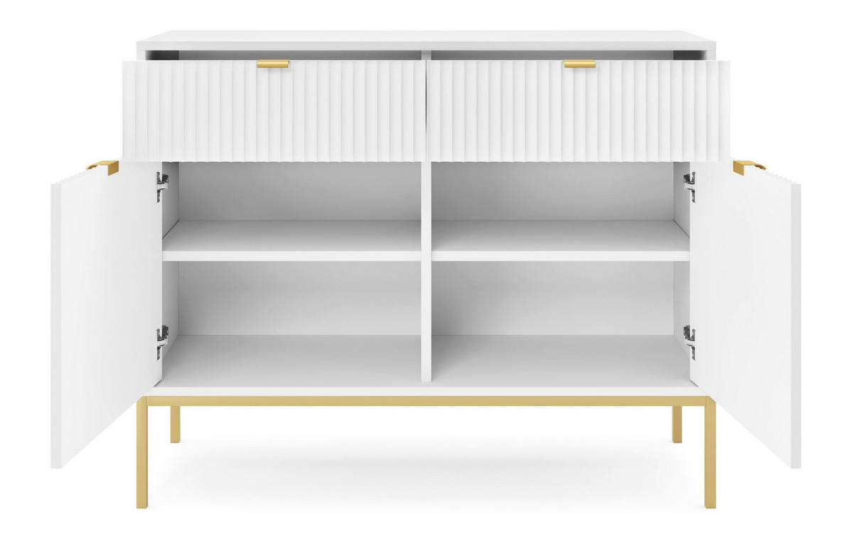 SIDEBOARD Vellore Weiß mit goldenen Metallbeinen 104 cm - Goldfarben/Weiß, Holzwerkstoff/Metall (104/83/39cm) - Selsey