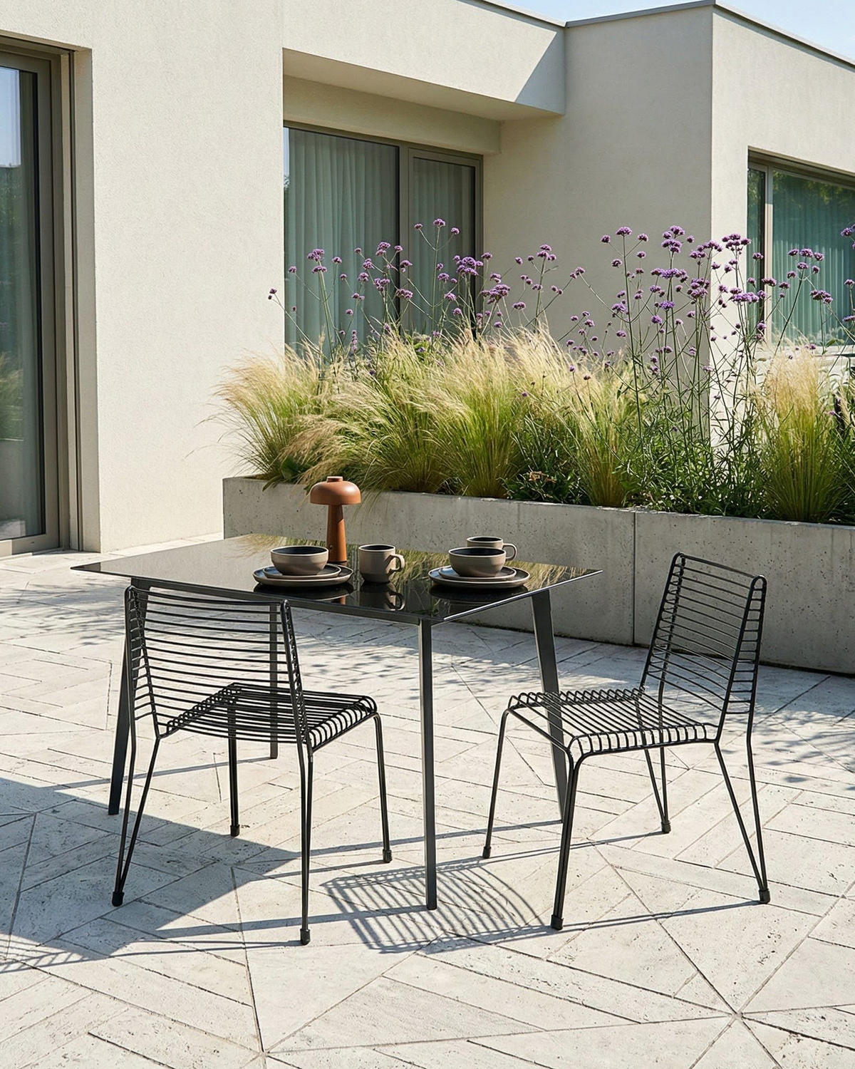 GARTENSTUHL 2er-Set Metall Schwarz Chieve - Schwarz, Metall (49/80/57cm) - Beliani