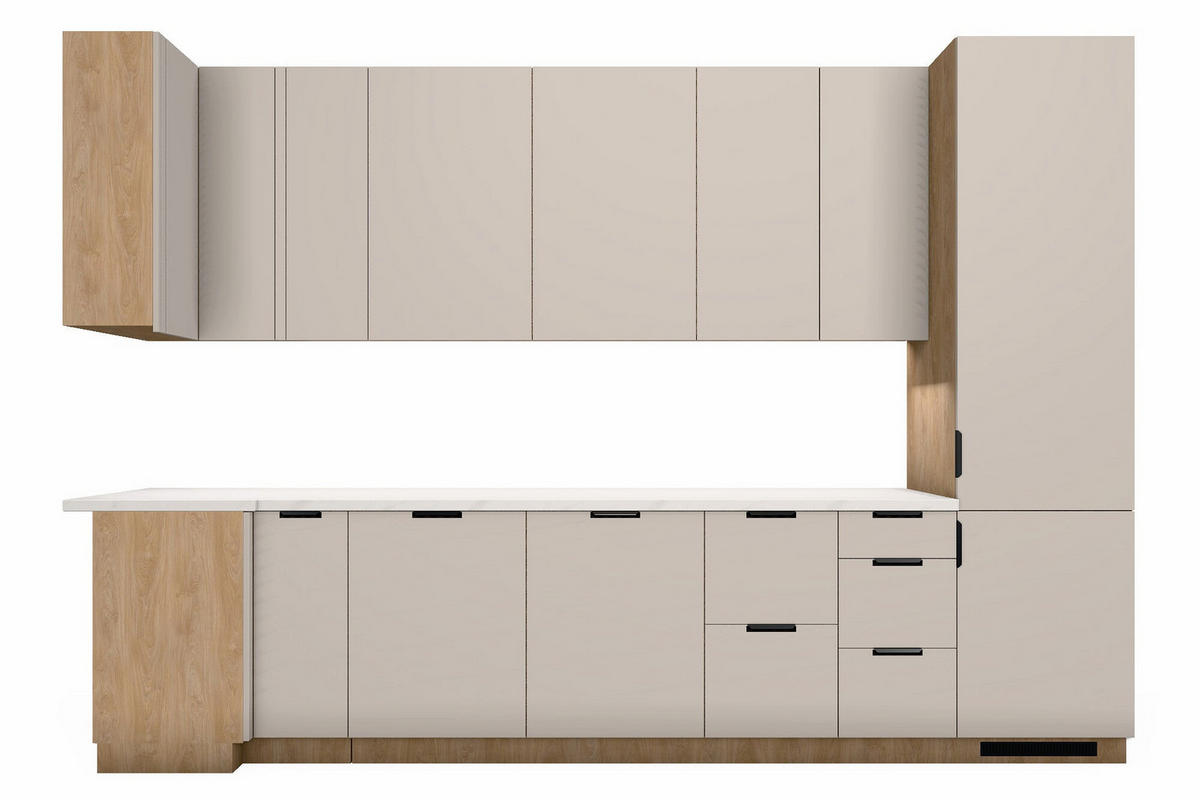 L-KÜCHE Sorento Beige & Sonoma Eiche – 359 × 239 cm – KÜ-SORENTOS-001 - Beige, Holzwerkstoff (359/247/239cm) - ROYAL24_MARKT