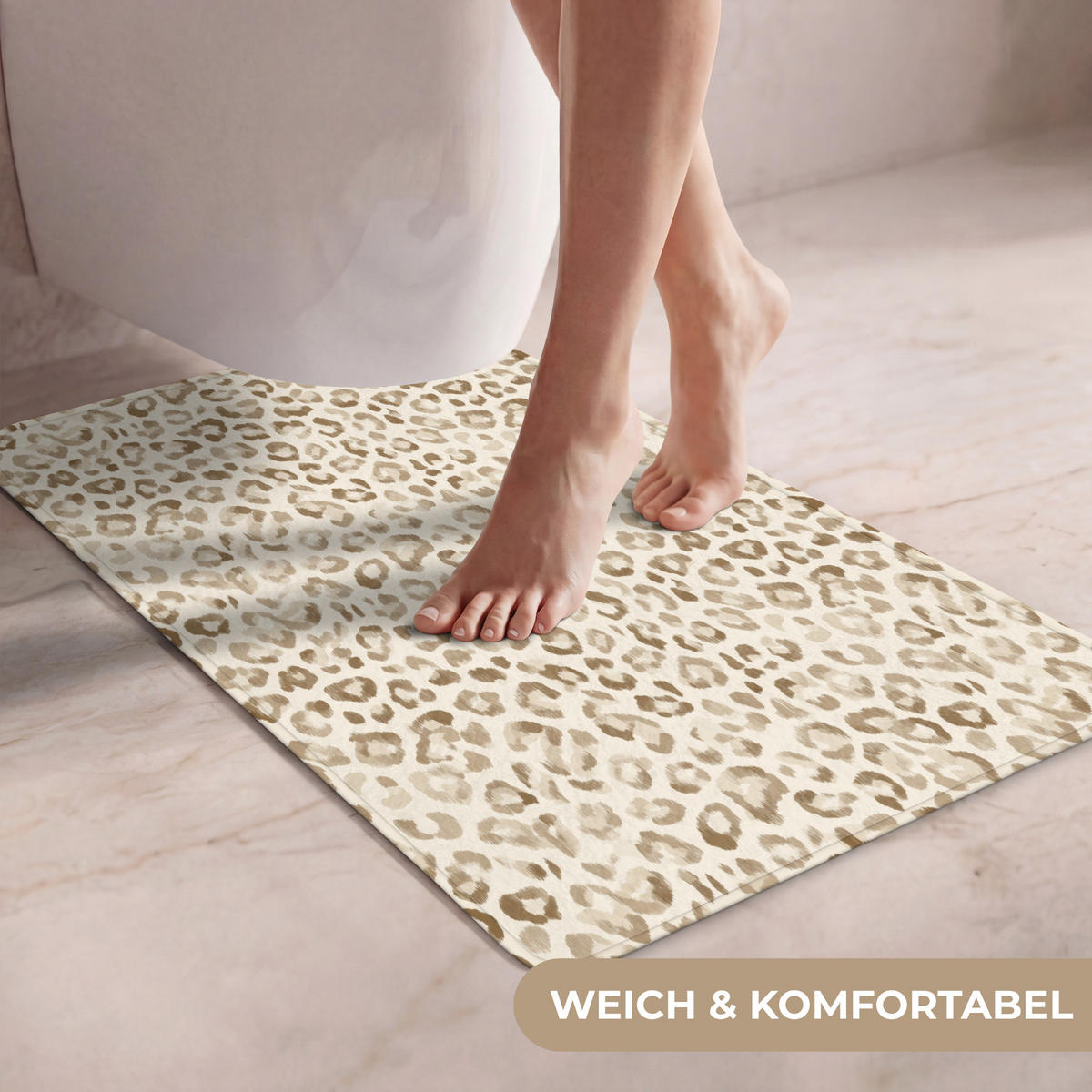 WC PŘEDLOŽKA Leopard - Classic - Béžová 50x80 cm - světle hnědá, textil/plast (50/1cm) - OnlyWow