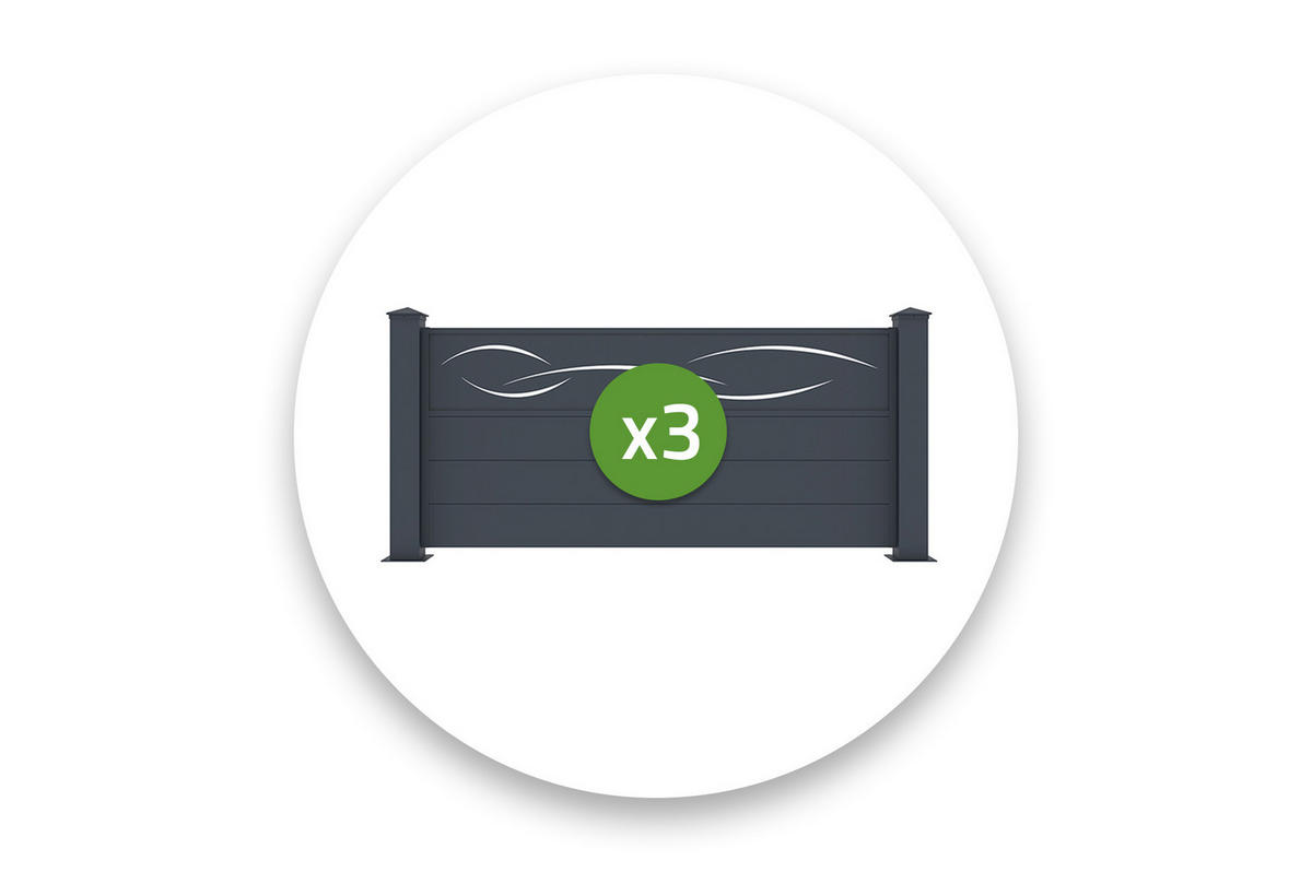 VORGARTENZAUN 3er-Set Life grau 1,9m H.90cm aluminium - Grau, Metall (567/89cm) - Casanoov