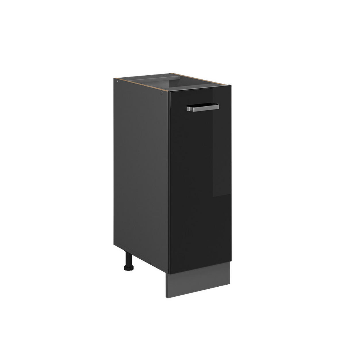 APOTHEKERSCHRANK R-Line Schwarz Hochglanz 30 cm ohne AP - Schwarz Hochglanz/Anthrazit, Holzwerkstoff (30/81.6/46cm) - Vicco