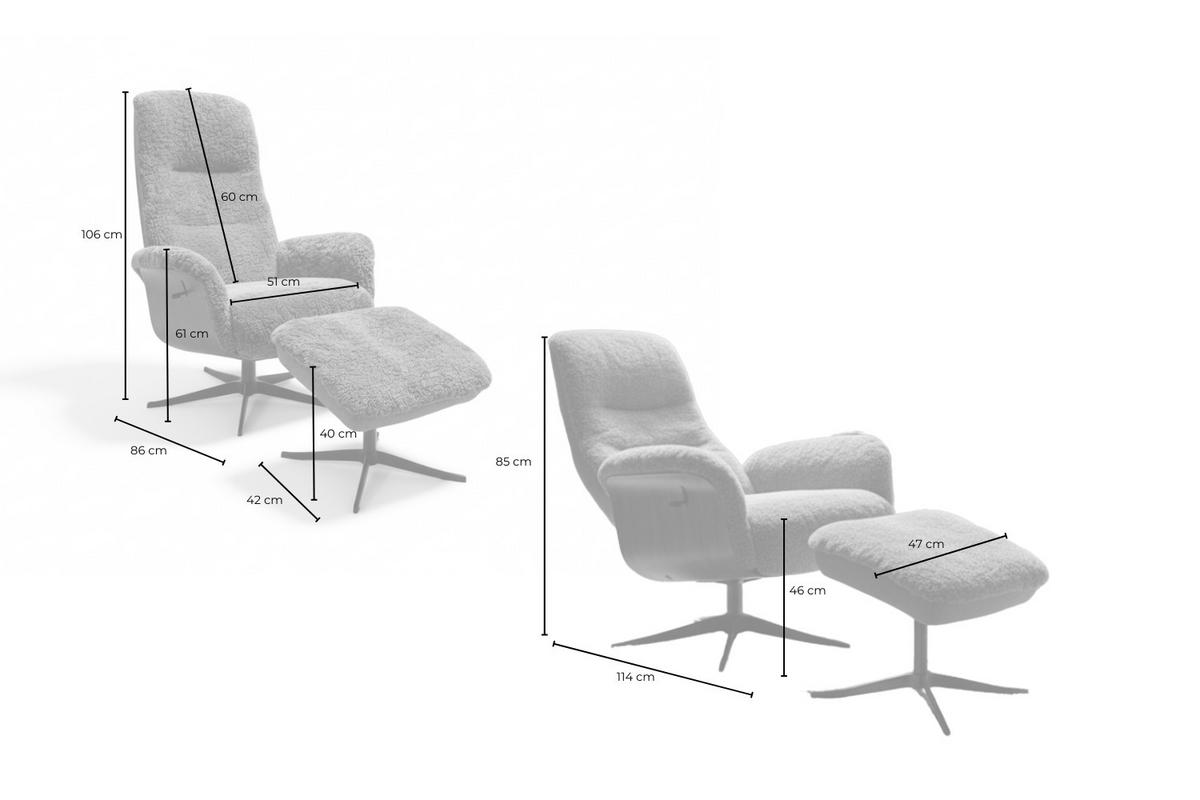 RELAXSESSEL SILVA Beige Schaffell Relaxfunktion - Beige/Schwarz, Naturmaterialen/Fell (77/106/86cm) - KAWOLA