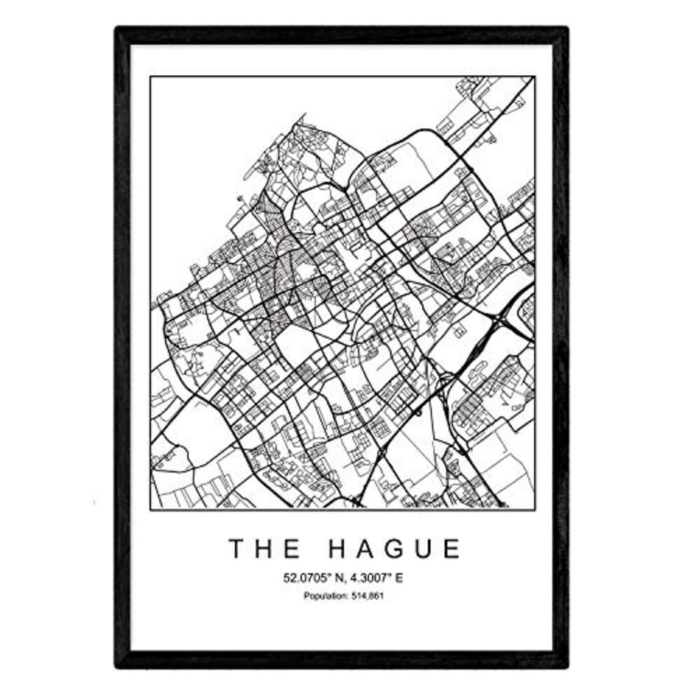 POSTER Der Hague Nordic-Stil A4 Schwarzer Rahmen - Schwarz, Papier (29.7/5/21cm) - Nacnic