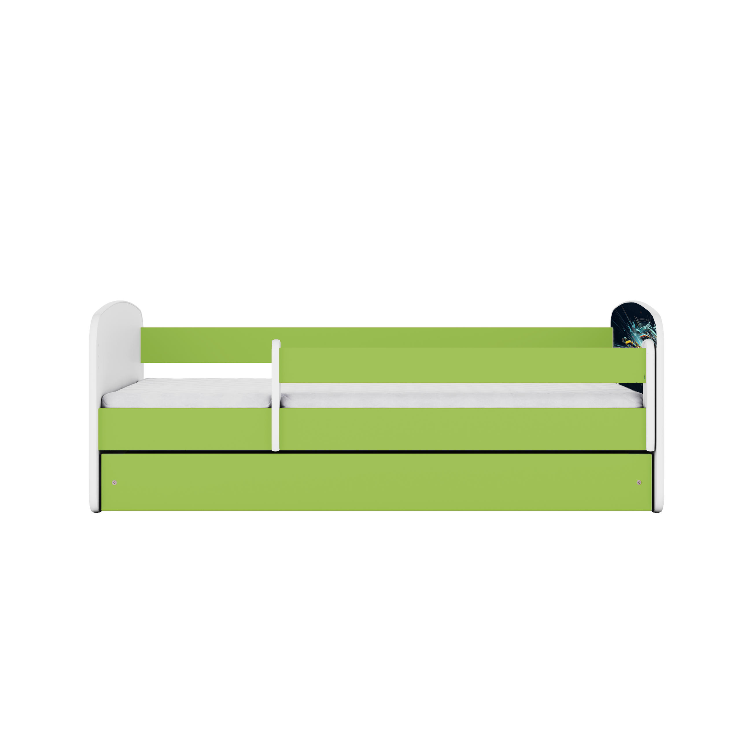 KINDERBETT Ethnie mit Schublade 140/70 80/61/144 - Grün, Holzwerkstoff (70/140cm) - RAUMHIRSCH FURNITURE