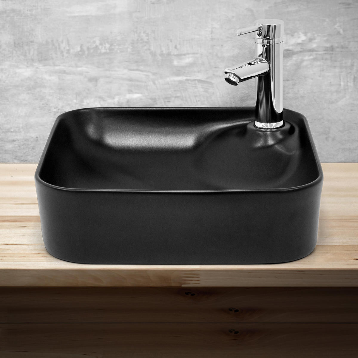 WASCHBECKEN - Schwarz, Keramik (43/12/43cm) - ML-DESIGN