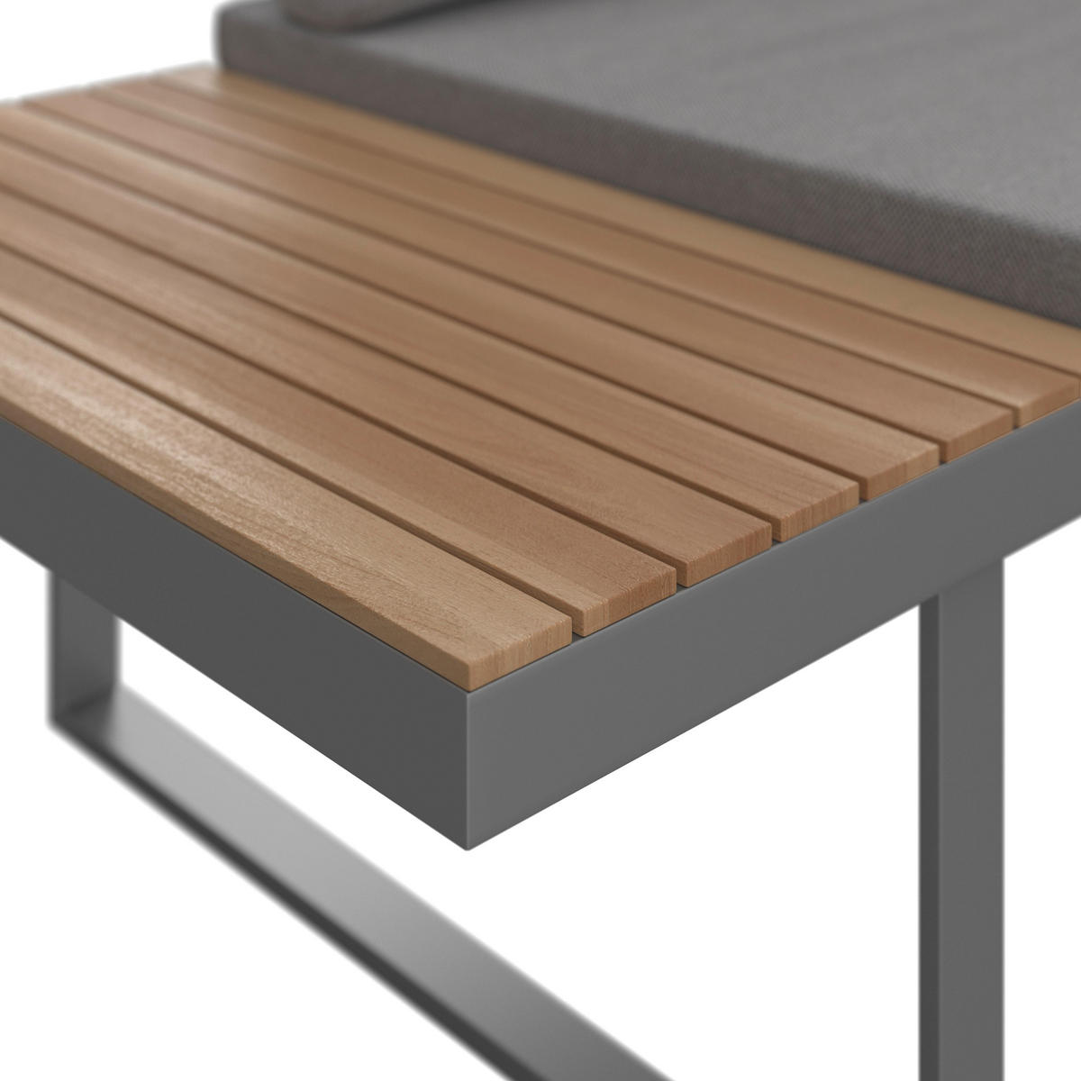 LOUNGEGARNITUR Elia Grau Outdoorstoff/Metall/Holz - Grau, Holz - Bessagi Garden