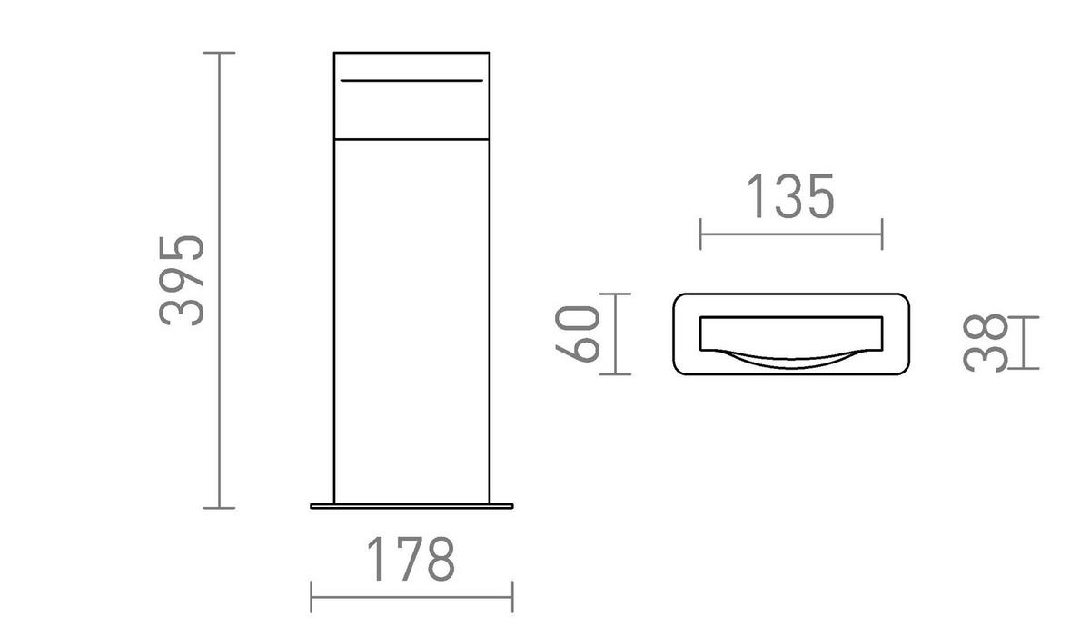 AUSSENLEUCHTE BOBO RC Anthrazitgrau 8 W IP65 - Grau, Metall (25/136/39.5cm) - Rendl