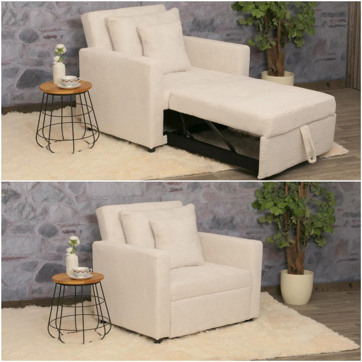 SCHLAFSESSEL Cremeweiß - Weiß, Textil (100/86/88cm) - MCW