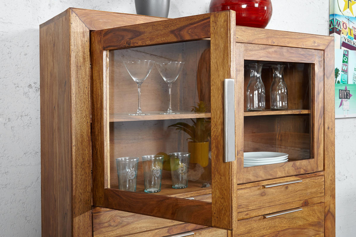 HIGHBOARD PURE Sheesham Natur 140 cm - Braun, Holz (120/140/35cm) - riess-ambiente