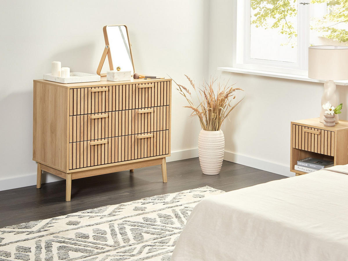 KOMODA s 3 zásuvkami Světle hnědá Lynwood - hnědá, kompozitní dřevo (90/79/49cm) - Beliani