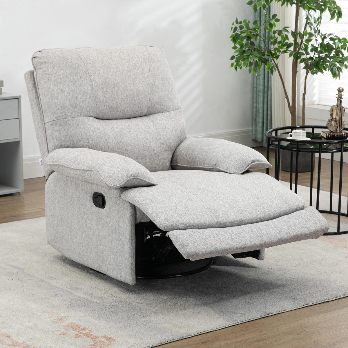 RELAXSESSEL, Hellgrau, Polyester, MDF - Hellgrau, Kunststoff (98/101/89cm) - HOMCOM