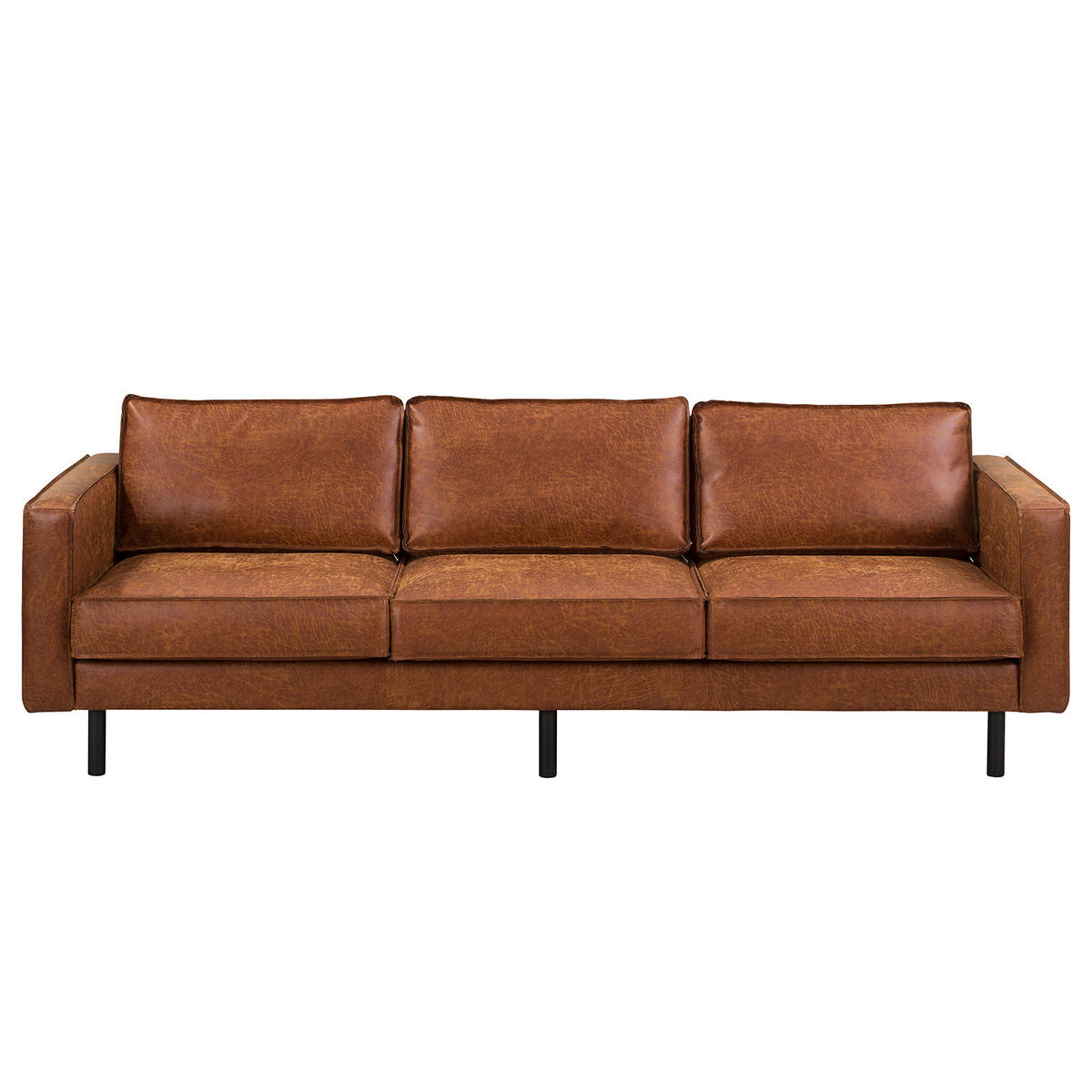 BIGSOFA - Cognac/Schwarz, Leder/Textil (237/81/96cm) - home24