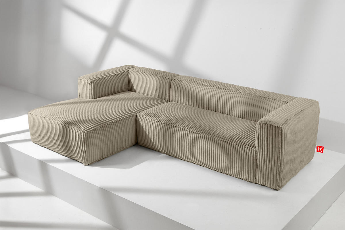 ECKSOFA-LINKS FEROX Modern, Cord-Stoff, beige - Beige, Textil (305/175cm) - KONSIMO®