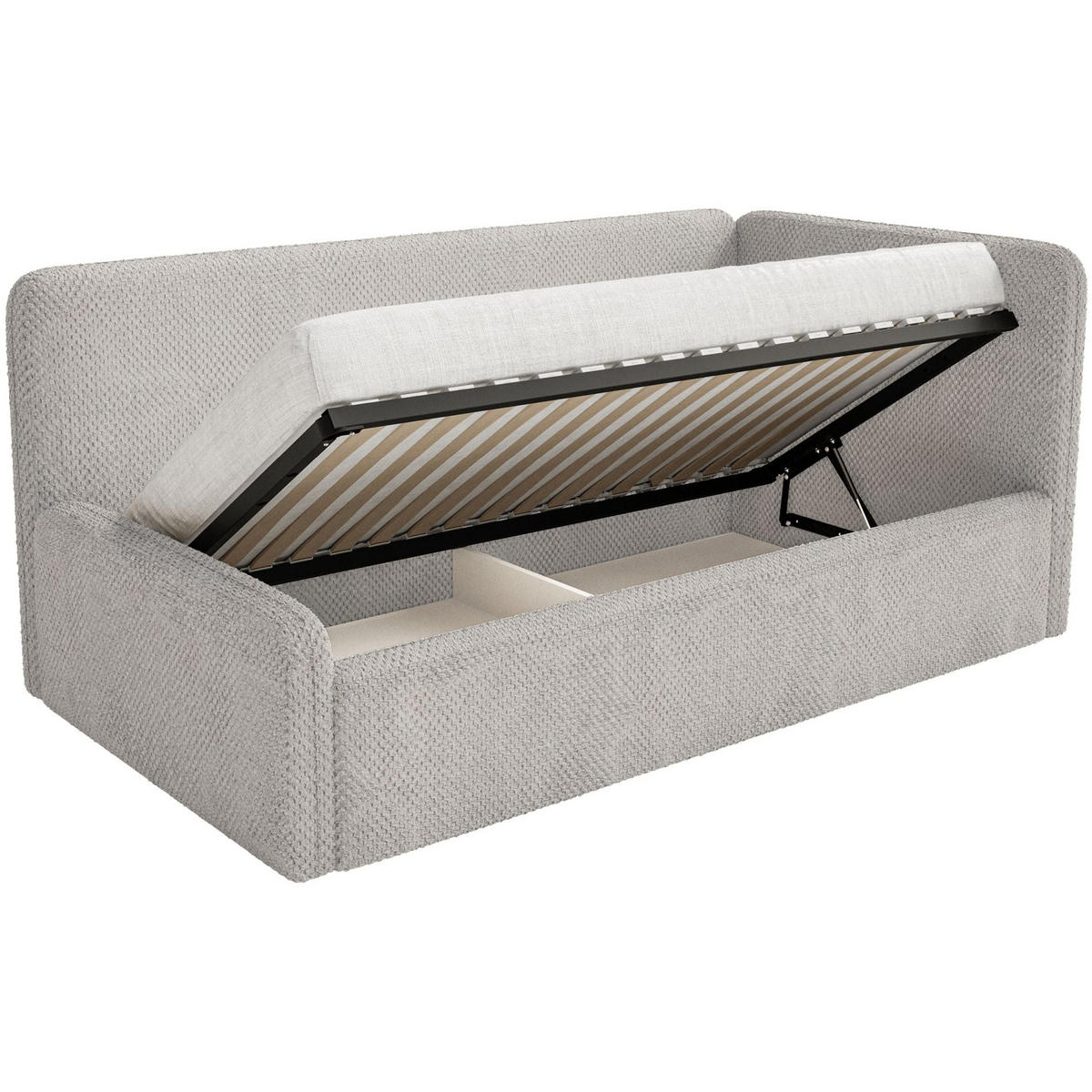 JUGENDBETT Fanko Samt Greige 90x200 cm - Taupe/Schwarz, Kunststoff/Textil (90/200cm) - Selsey