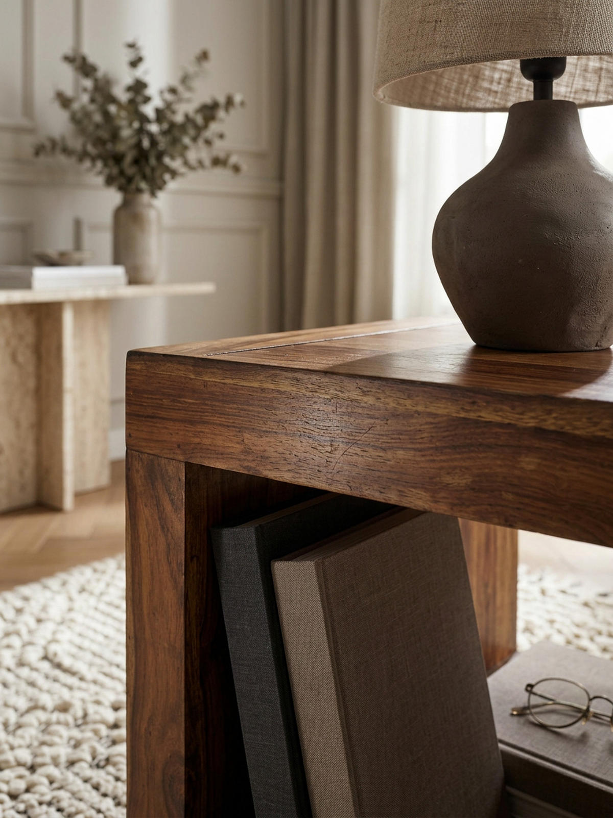 COUCHTISCH Massivholz Sheesham 50cm breit Dunkelbraun Landhaus-Design - Braun, Holz (50/50/45cm) - KADIMA DESIGN