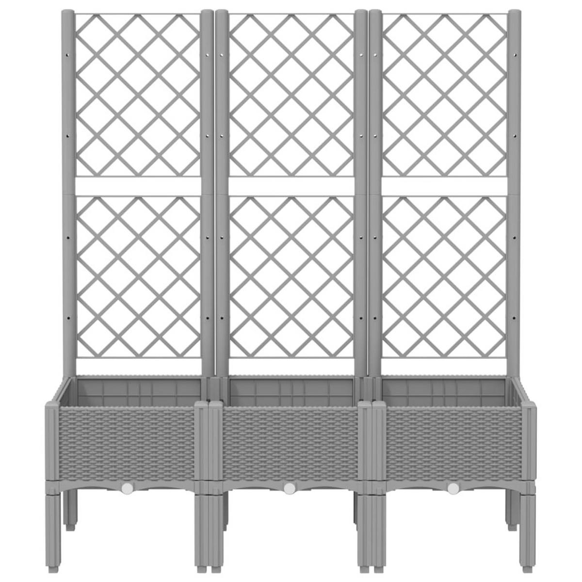 PFLANZKÜBEL Mit Rankgitter Hellgrau 120/40/142 Cm Pp - Grau, Kunststoff (120/142/40cm) - vidaXL