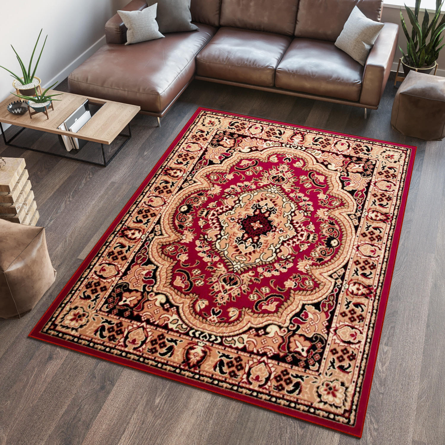 TEPPICH ATLAS Beige Rot 100/200 cm - Beige/Rot, Textil (100/200cm) - Tapiso
