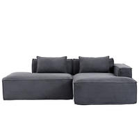 ECKSCHLAFSOFA L-/U-/2-er Sofa mit Schlaffunktion,Modulsofa,Cord,Grau - Grau, Textil (129/233cm) - LVHOM
