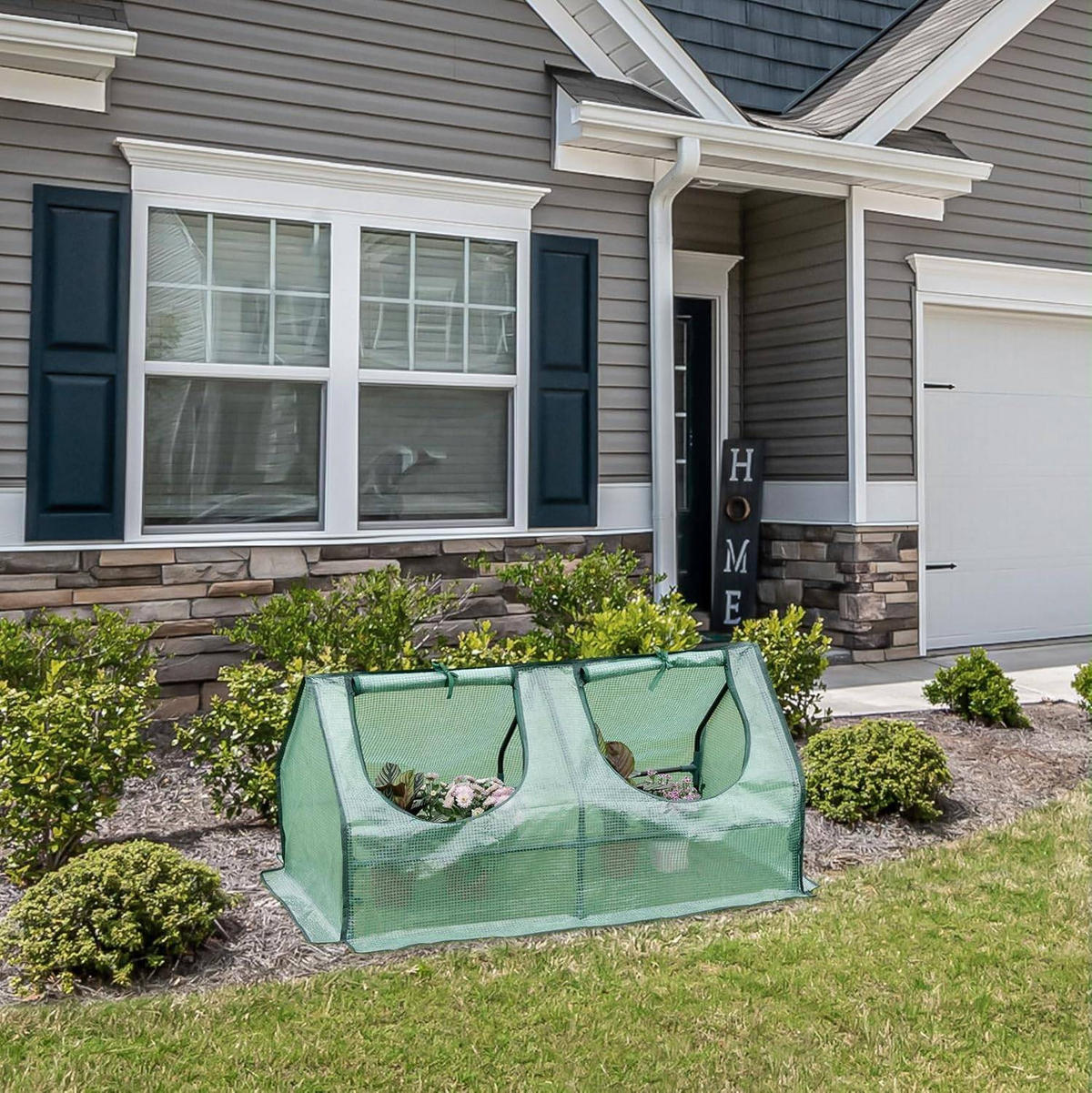 FOLIENGEWÄCHSHAUS Frühbeet, Gewächshaus Balkon, 120x60x60cm - Grün, Kunststoff/Textil (120/60/60cm) - Woltu