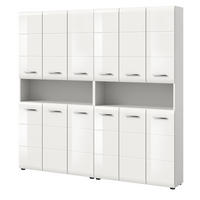 HOCHSCHRANK weiß Hochglanz 180 cm, Badezimmer Schrank mit viel Stauraum - Weiß Hochglanz/Silberfarben, Holzwerkstoff/Kunststoff (180/185/30cm) - Inn.Furn