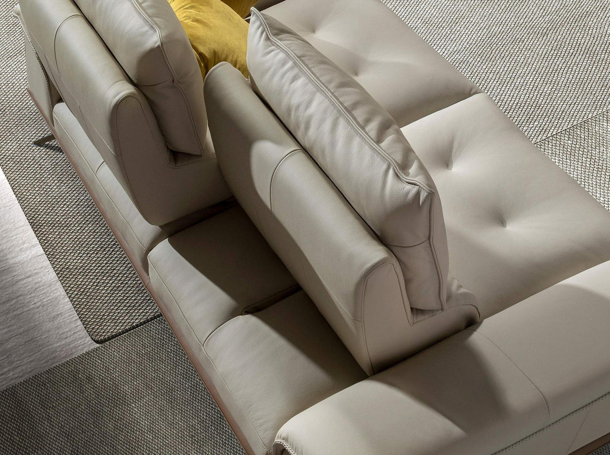 SOFA 2-Sitzer-Sofa aus taupegrauem Leder 200/117/104 cm - Taupe/Chromfarben, Leder/Metall (200/100/117cm) - ANGEL CERDA