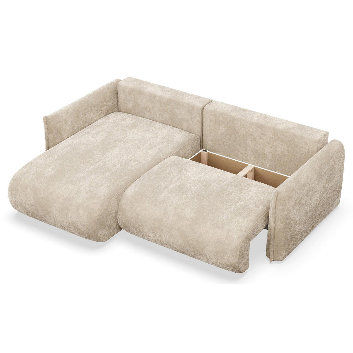 ROHOVÁ SEDAČKA Cushi, levý roh, béžová žinylka - černá/béžová, textil/plast (252/183cm) - Selsey
