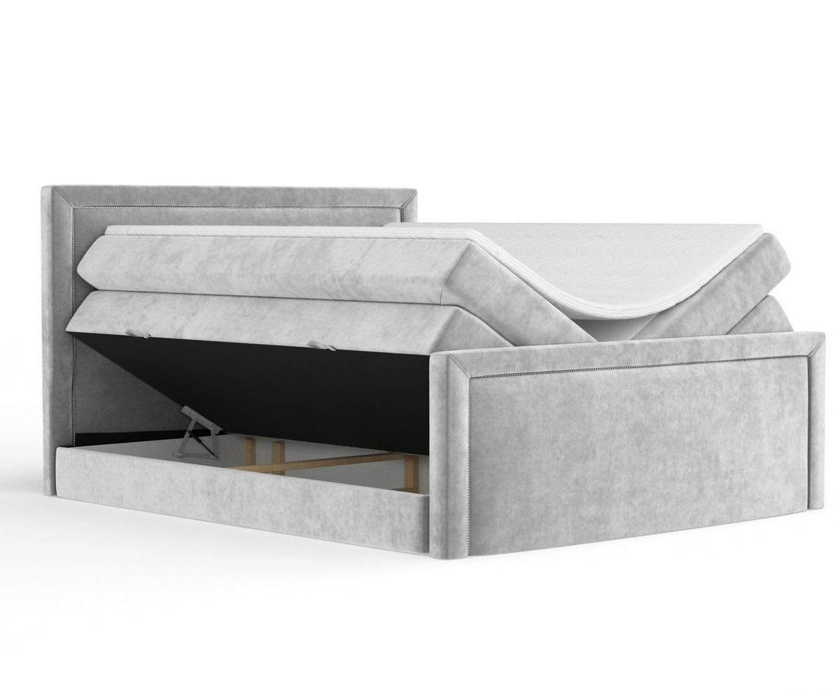 BOXSPRINGBETT Lavenda Hellgrau 140/200 cm - Hellgrau/Schwarz, Holz/Holzwerkstoff (140/200cm) - Maison de Reve