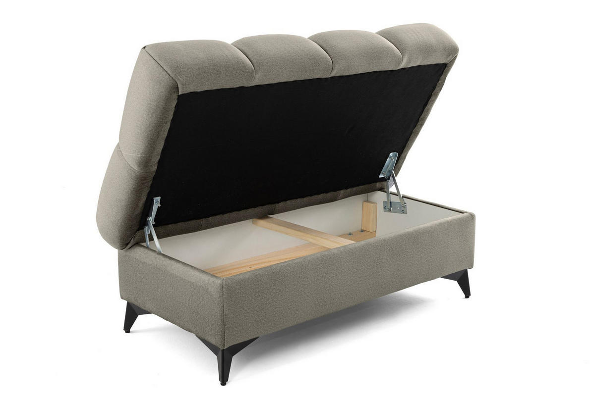 POUF PUDDING 110 x 60 cm Velours Beige - Beige/Schwarz, Holz/Textil (110/43/60cm) - Muffo