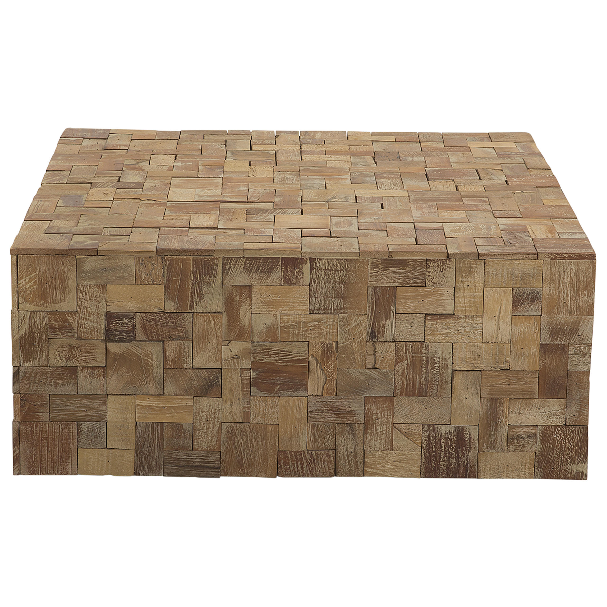 COUCHTISCH Teakholz hellbraun quadratisch 80/80 cm Gambo - Hellbraun, Holz (80/80/33cm) - Beliani