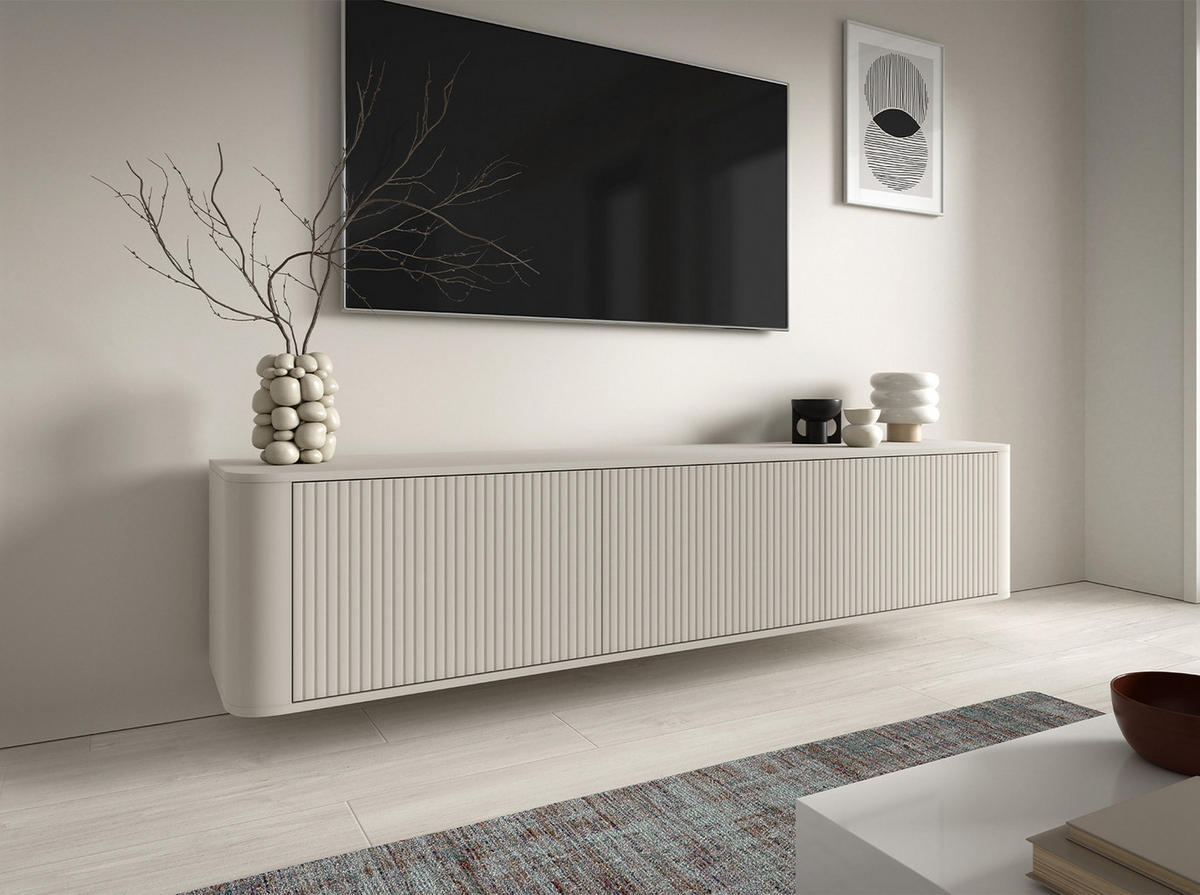 TV-SCHRANK Hängende RTV Kommode 200 cm Misterio mit Lamellen Cashmire - Beige/Creme, Holzwerkstoff (200/42/40cm) - Jerpax