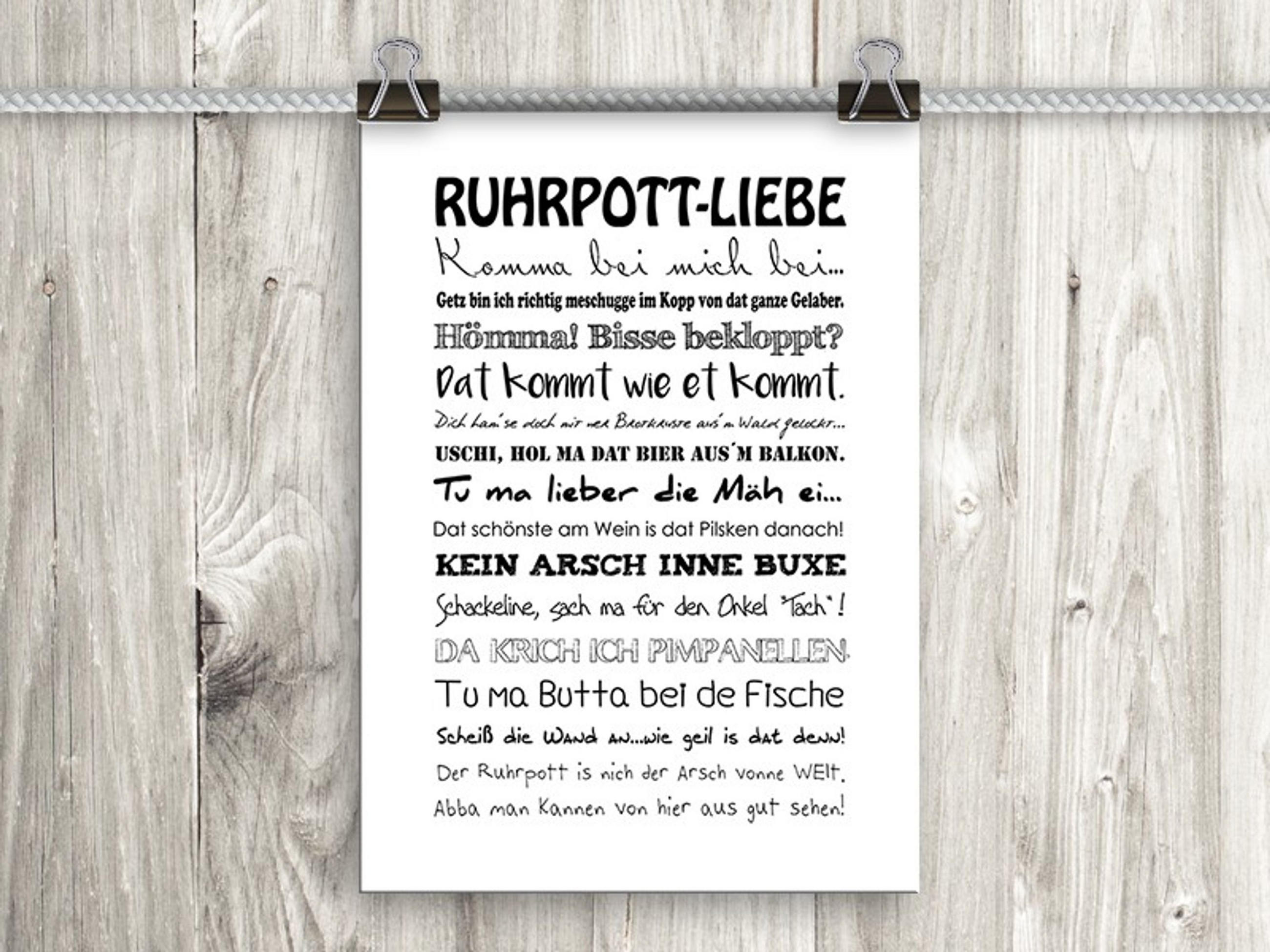 POSTER DIN A4 21x29,7 cm Ruhrpott Ruhrgebiet Sprüche - Weiß, Papier (21/29.7/2cm) - artissimo
