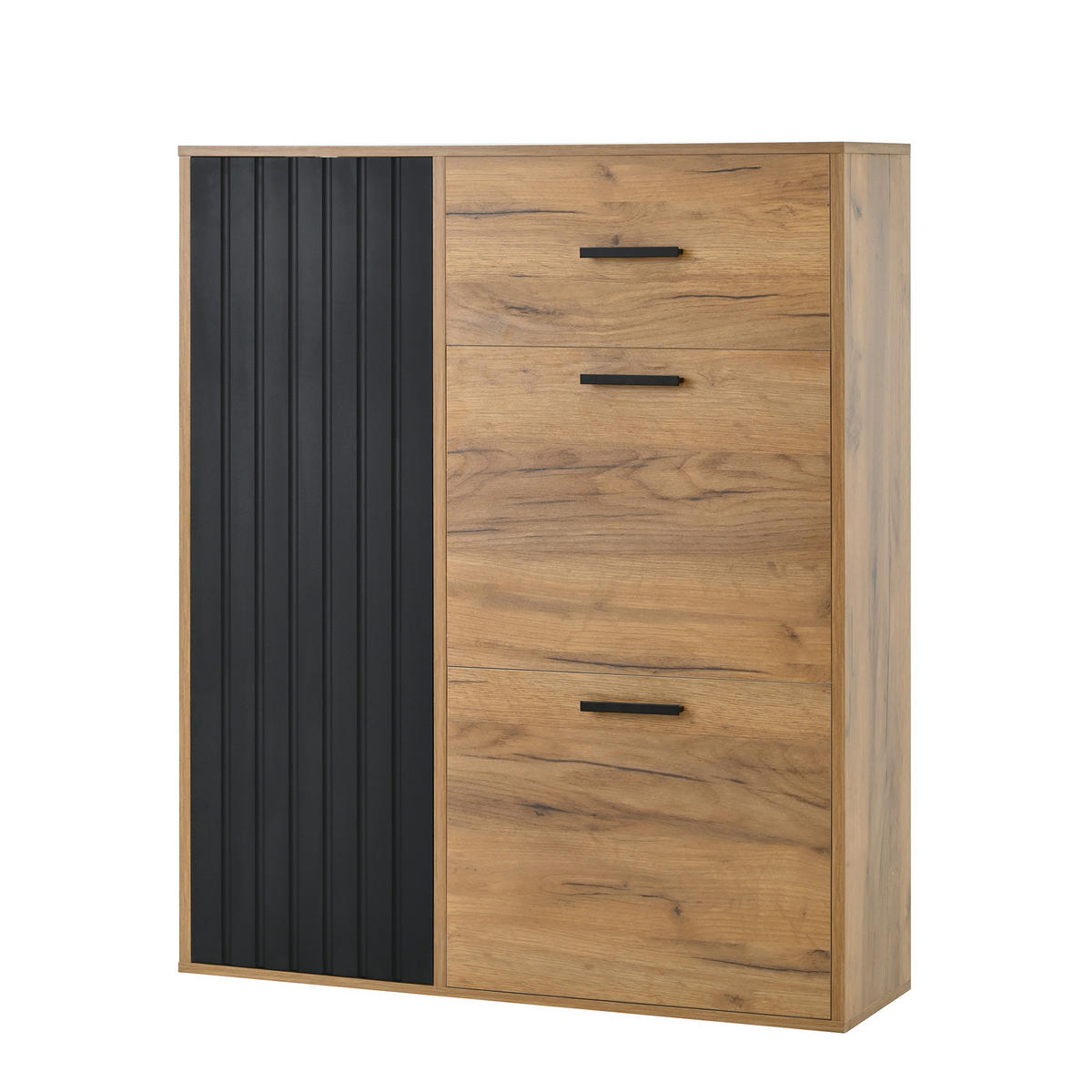 SCHUHSCHRANK Schwarz-Natur 80/24/95,5 cm - Naturfarben, Holzwerkstoff (80/95.5/24cm) - PANGIVO