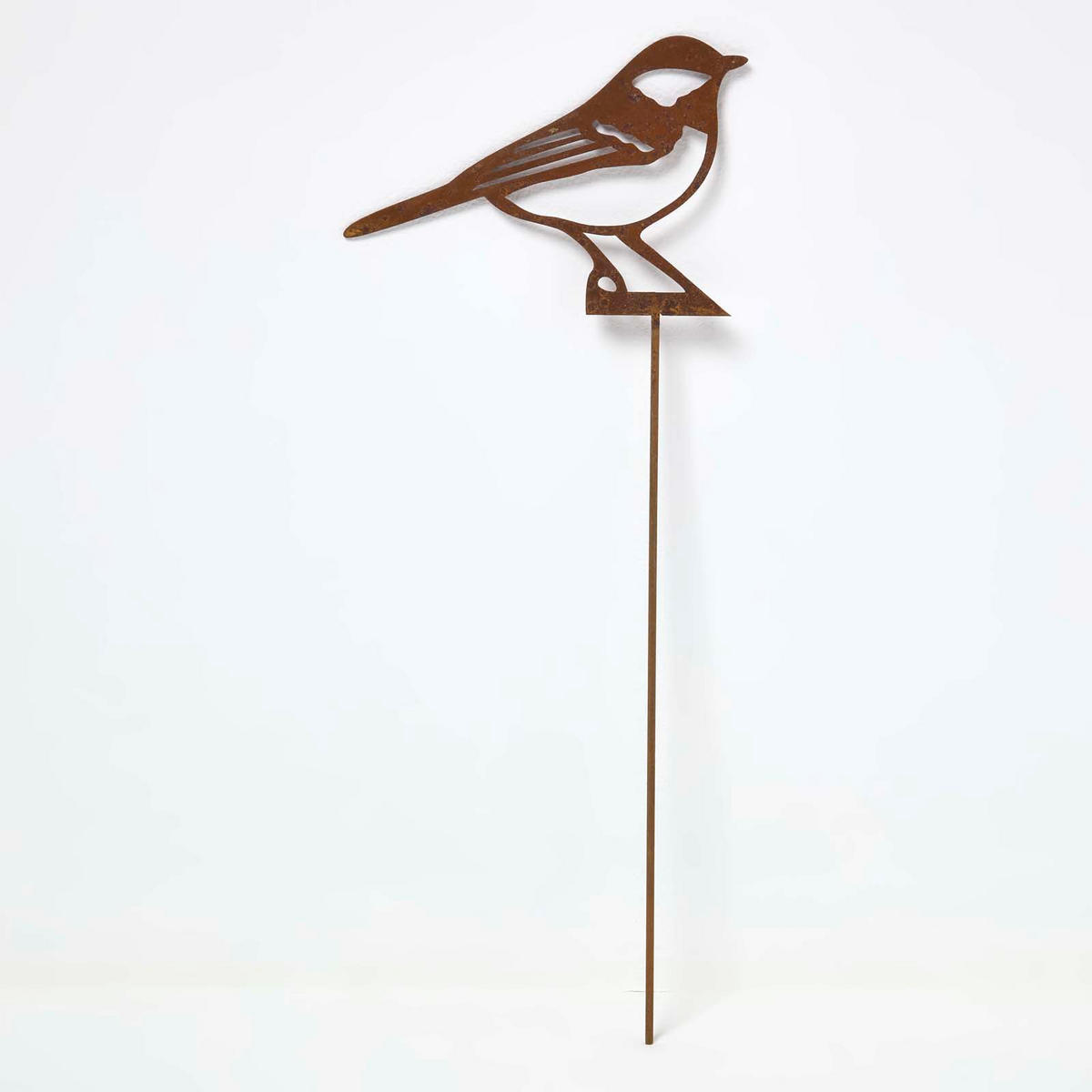 GARTENSTECKER Metall – Rostoptik Gartenfigur Kohlmeise 2er-Set - Rostfarben, Metall (37cm) - Homescapes