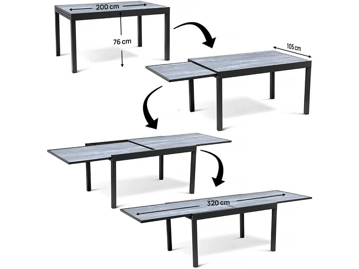 GARTEN-ESSMÖBELENSEMBLE lagos - Taupe, Metall - Habitat Garten