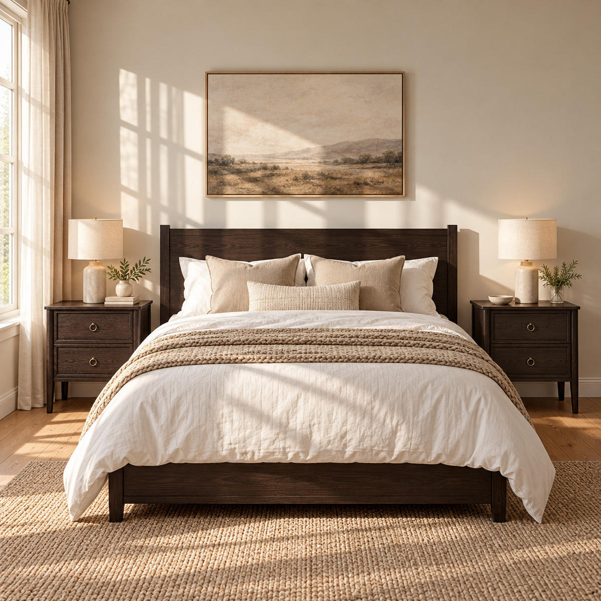 2ER Set Nachttisch Rose, Eichenholz und Eichenfurnier, Espresso - Braun, Holz (58/60/40cm) - WOODEK