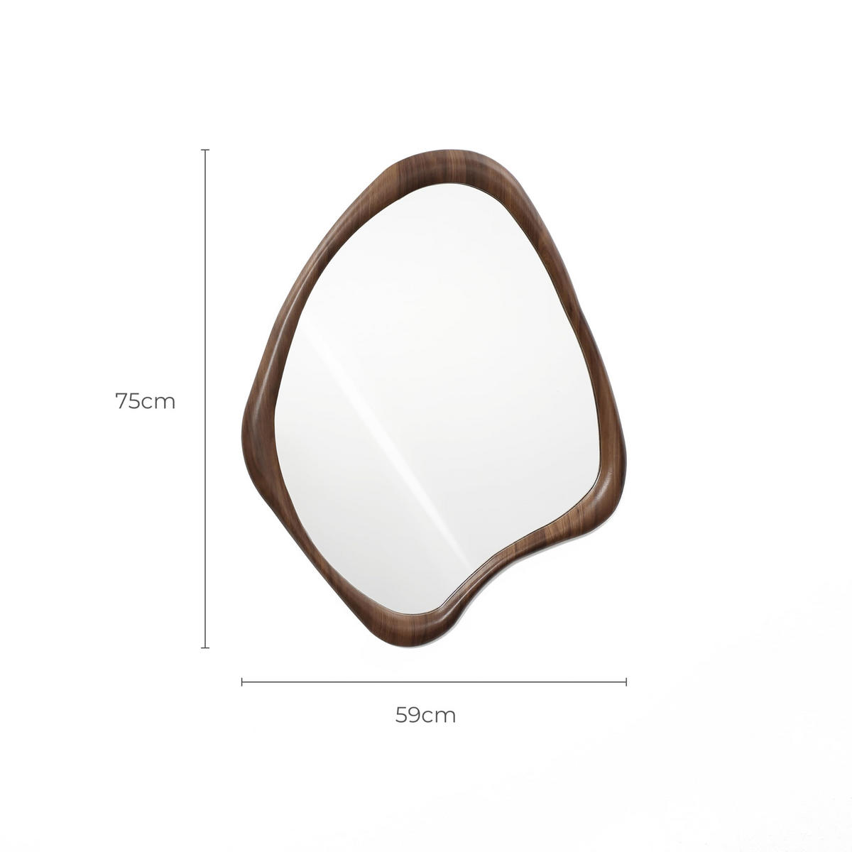 SPIEGEL braun, asymmetrisch, 75 × 60 cm, mit Holzrahmen - Braun, Glas/Holz (59/2.5/75cm) - Hometopia