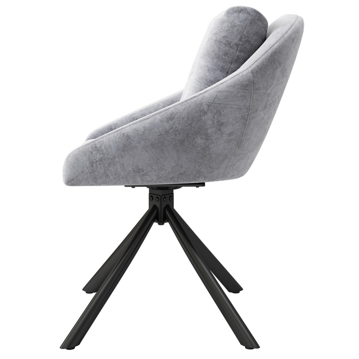 DREHSTUHL ergonomisch Samt Grau 4er-Set - Grau, Metall (54/79/65.1cm) - Meubliv