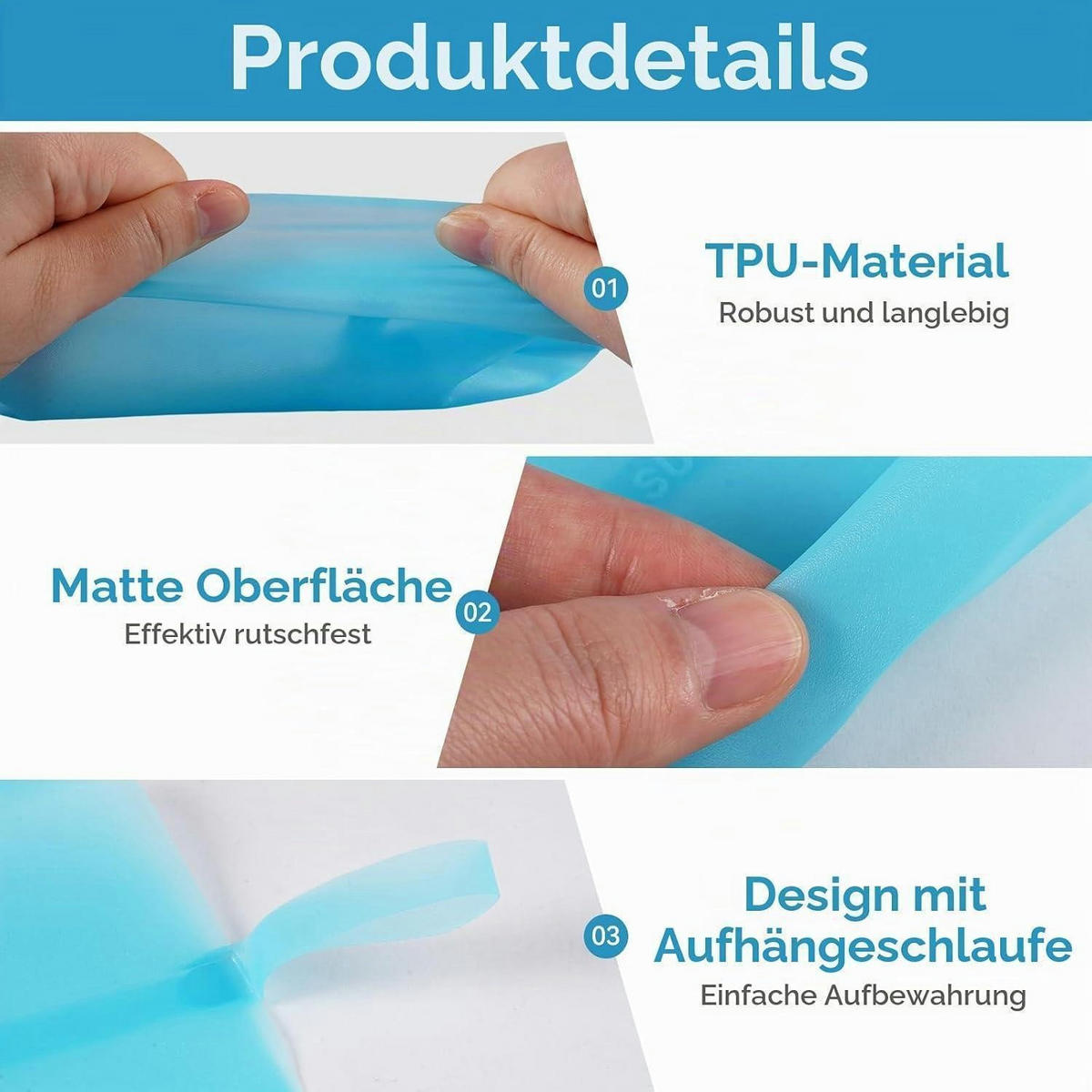 SPRITZBEUTEL 3-teiliges Set 30/35/40 cm Blau - Blau, Kunststoff (10/1/40cm)