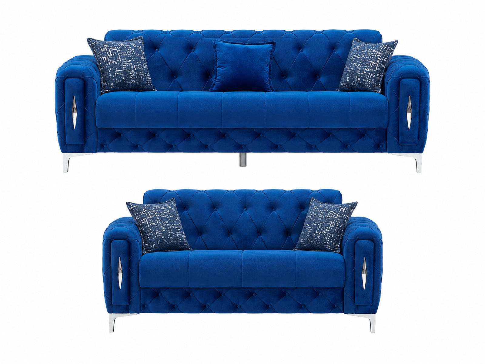 SITZGARNITUR Patna, Blau Stellvariante 3+2 - Blau, Holzwerkstoff/Kunststoff (245/80/100cm)