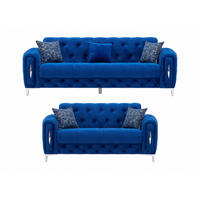 SITZGARNITUR Patna, Blau Stellvariante 3+2 - Blau, Holzwerkstoff/Kunststoff (245/80/100cm)