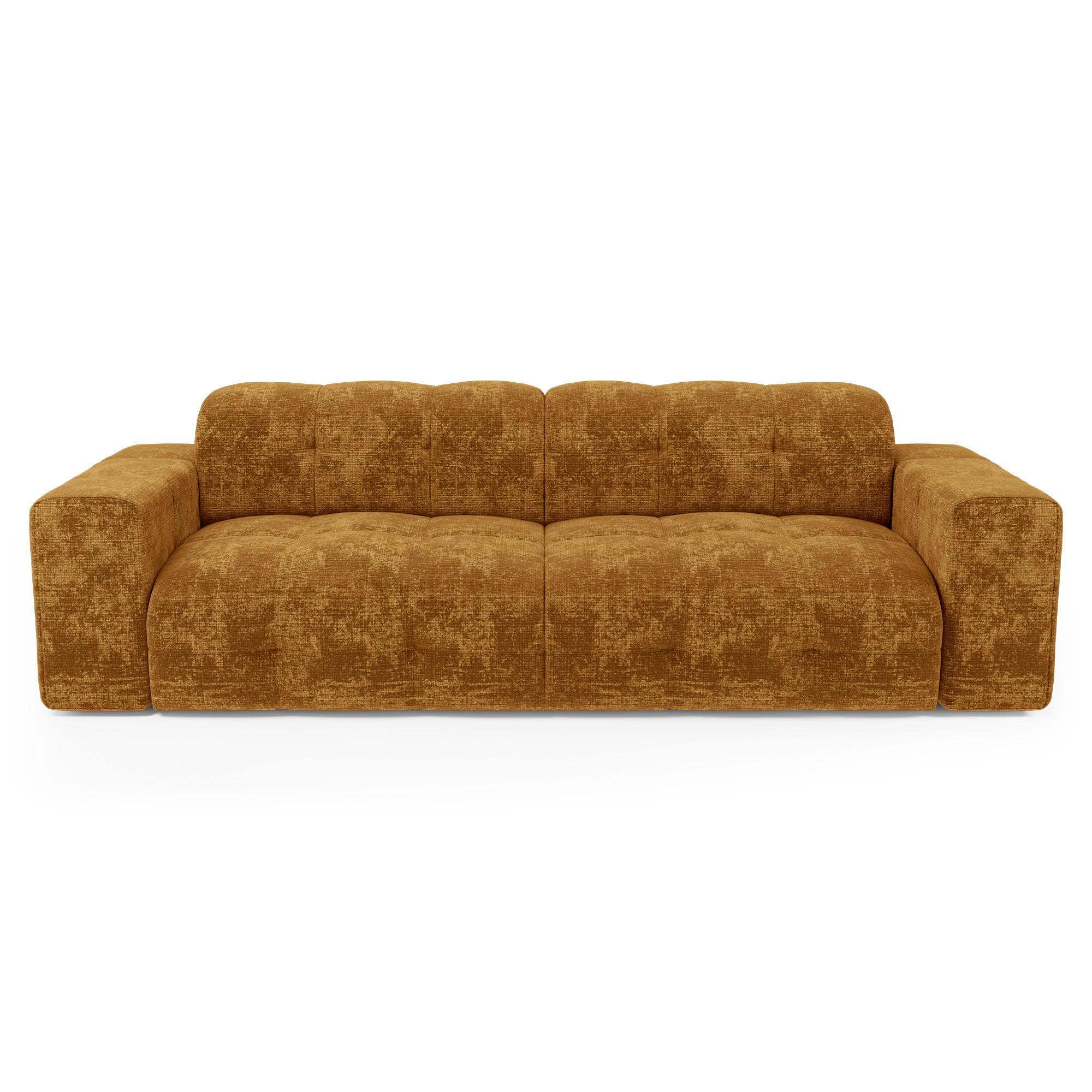 SOFA 4-SITZER geprägter Samt Senf 230cm - Dunkelgelb, Textil (230/85/92cm) - Sia Home