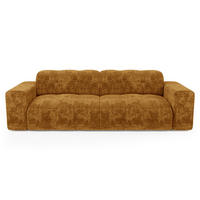 SCHLAFSOFA GERADE geprägter Samt Senf 230cm - Dunkelgelb, Textil (230/85/92cm) - Sia Home