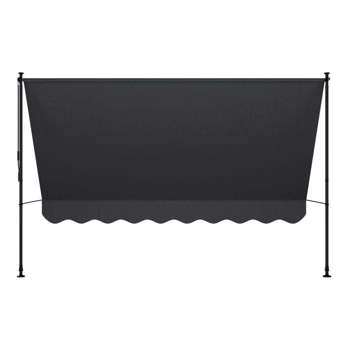 KLEMMMARKISE Kapstadt grau 300x120 cm - Grau, Textil (300/200/120cm) - Juskys