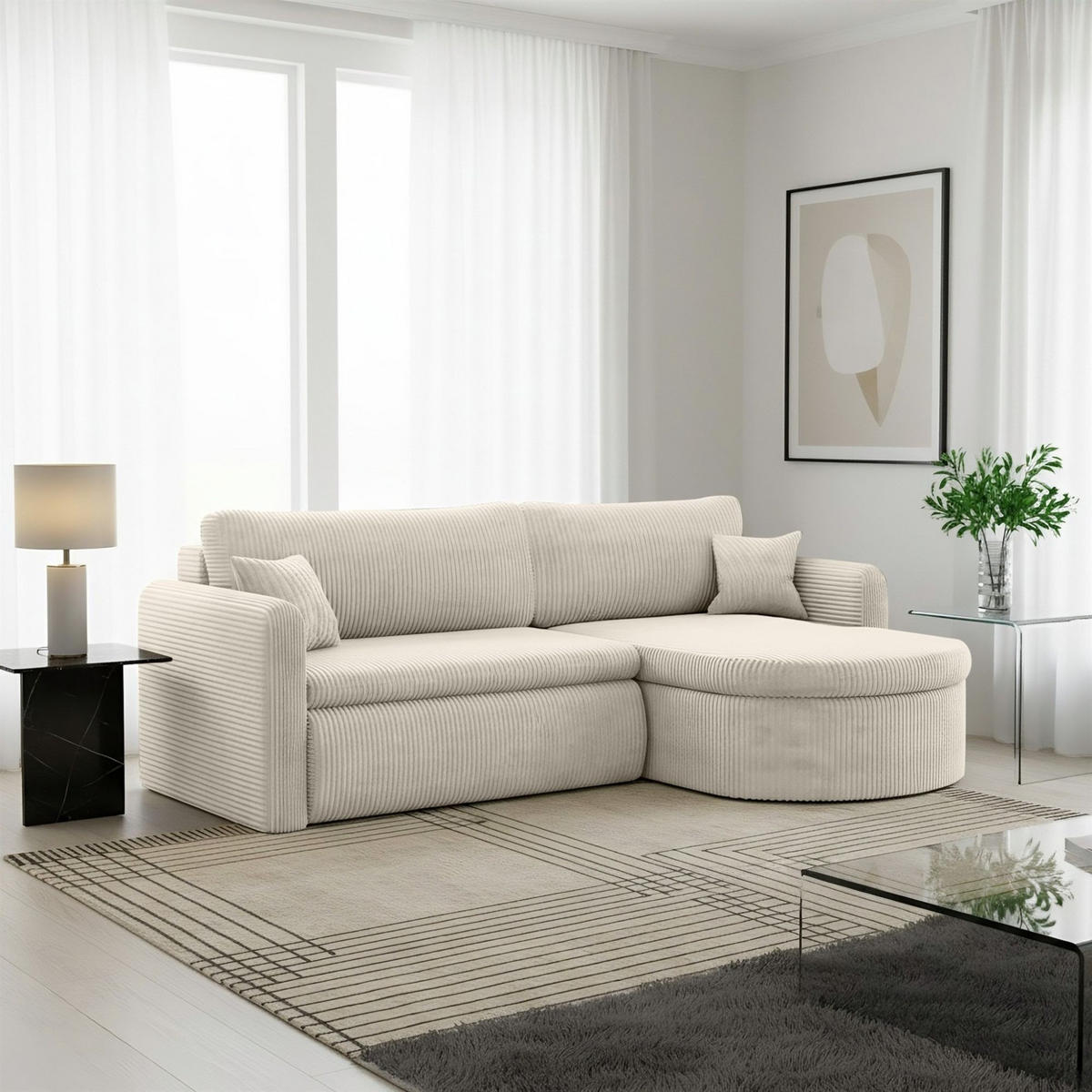 ECKSOFA Feliz In Poso - Weiß, Holzwerkstoff/Textil (250/160cm) - Fun Möbel