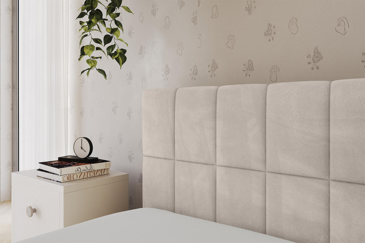 EINZELLBETT Jugendbett mit Bettkasten, Rechts - TULY 100x200 Beige - Sandfarben, Holzwerkstoff/Textil (100/200cm) - ALTDECOR